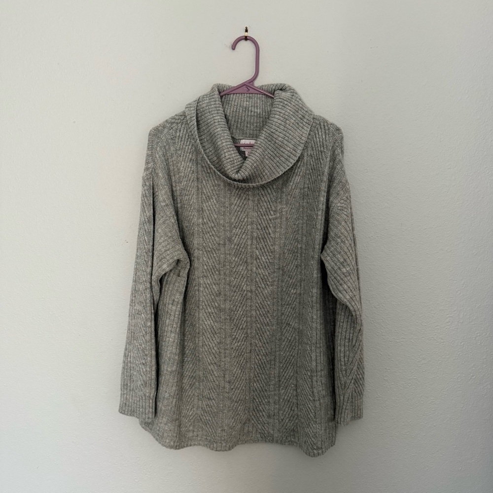 Isabel Maternity Gray Cowl Neck Sweater XL Cozy Knit
